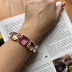 BRACCIALE in cristallo trasparente, centrale lilla - immagine 2