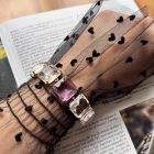 BRACCIALE in cristallo trasparente, centrale lilla