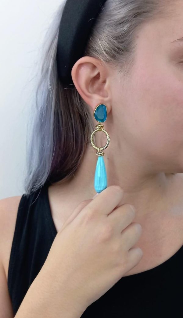 ORECCHINI serie CHIC con cristallo turchese - immagine 2