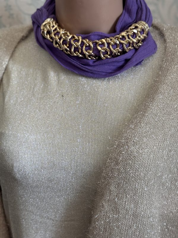 FOULARD GIOIELLO lilla con catena - immagine 5