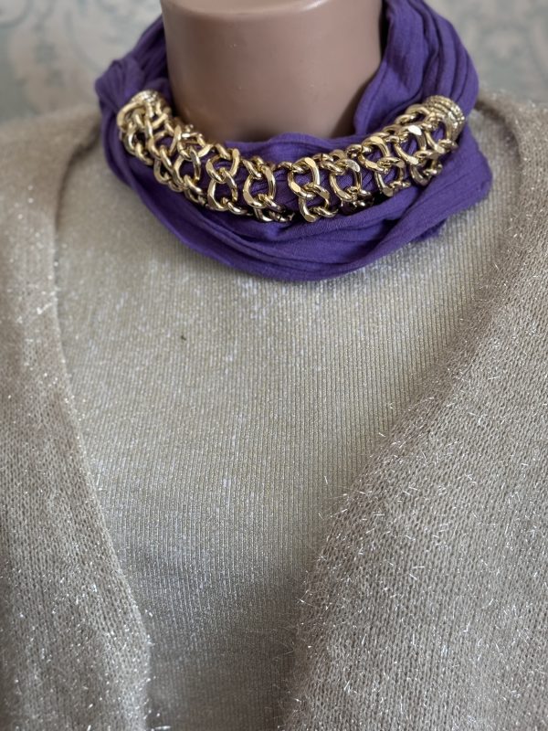 FOULARD GIOIELLO lilla con catena - immagine 6