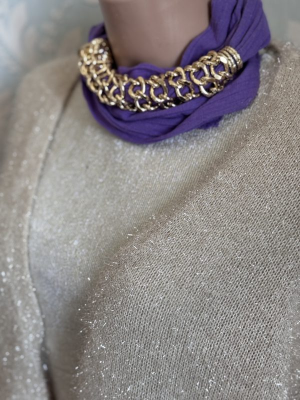 FOULARD GIOIELLO lilla con catena - immagine 4