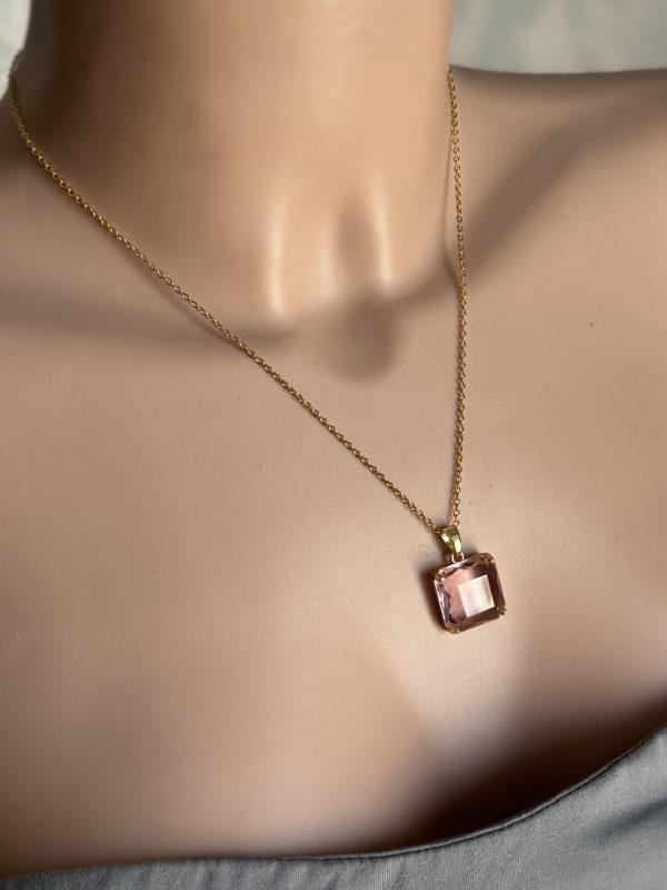 COLLANA con cristallo rosa,serie CHIC