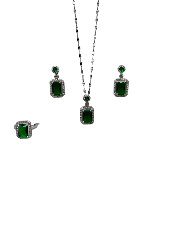 TRITTICO con cristallo verde smeraldo
