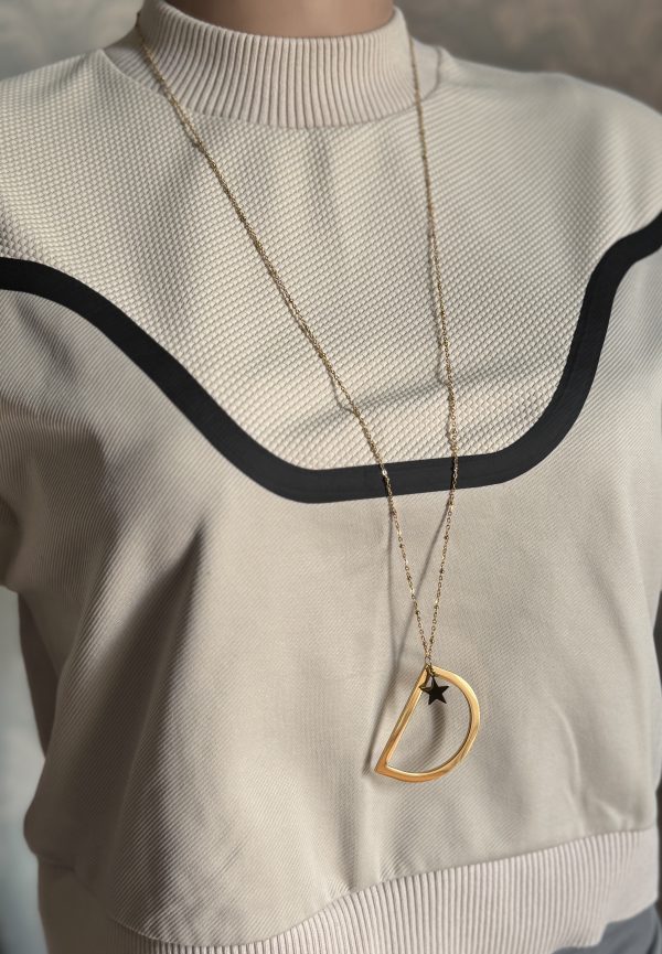 COLLANA con lettera grande e stellina, color oro - immagine 2