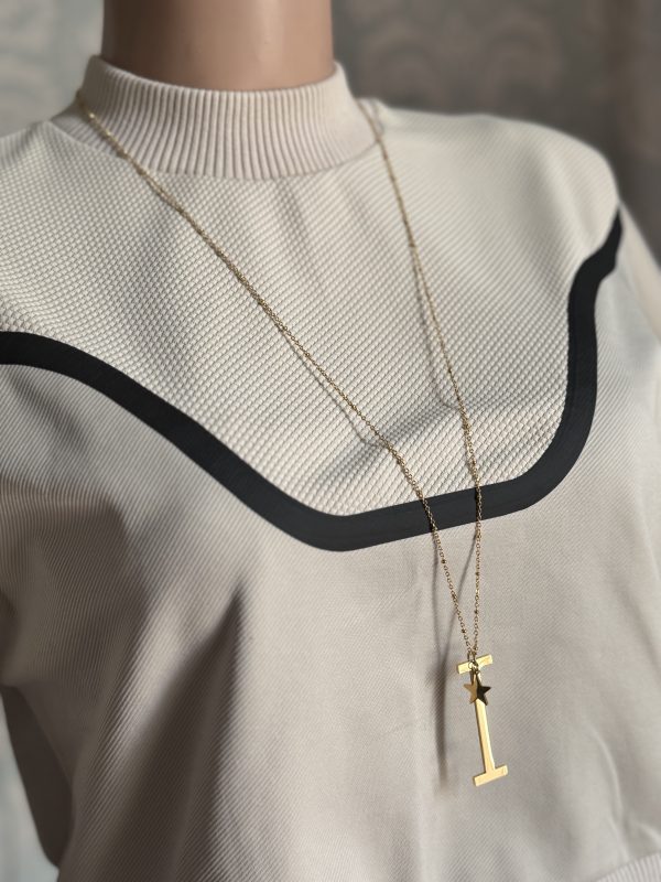 COLLANA con lettera grande e stellina, color oro - immagine 3
