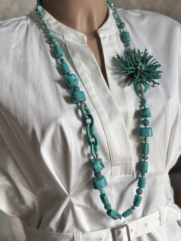 COLLANA donna con cilindri e coralli (imitazione) - immagine 3