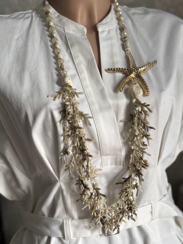 COLLANA donna con perline, stella marina e coralli (imitazione) - immagine 2