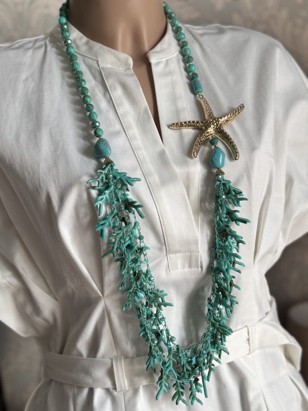 COLLANA donna con perline, stella marina e coralli (imitazione) - immagine 3