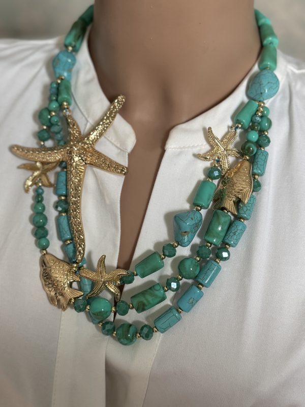 COLLANA con cilindretti e ciondoli marini - immagine 3