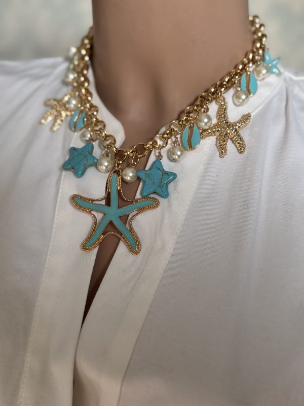 COLLANA a catena con ciondoli stella marina - immagine 2