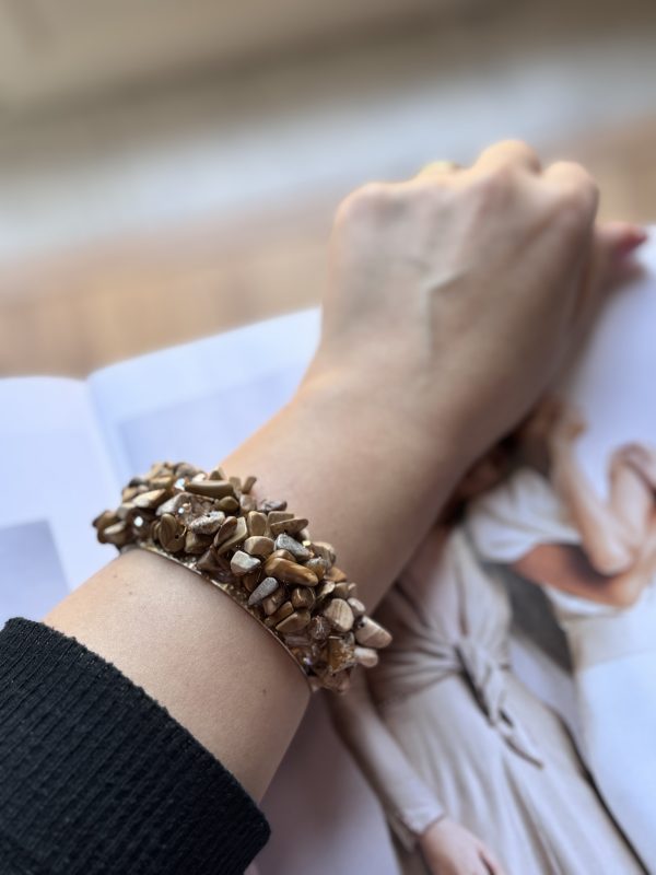 BRACCIALE rigido con  centrale ricoperto di pietre - immagine 2