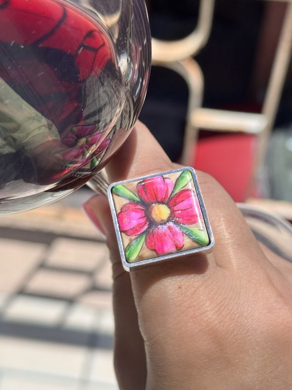 ANELLO serie SICILY a forma di mattonella con fiore