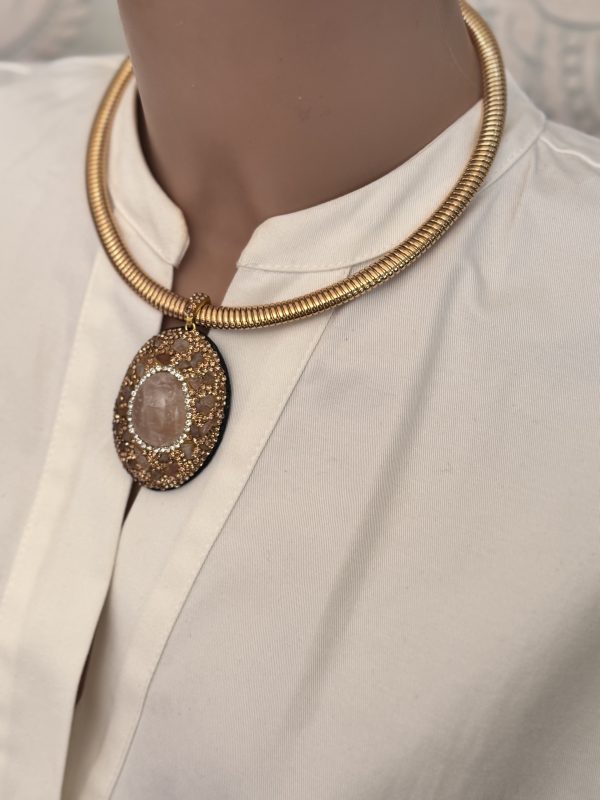COLLANA girocollo con ciondolo grande con pietra centrale