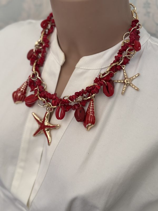 COLLANA  con ciondoli stella marina/conchiglie - immagine 2