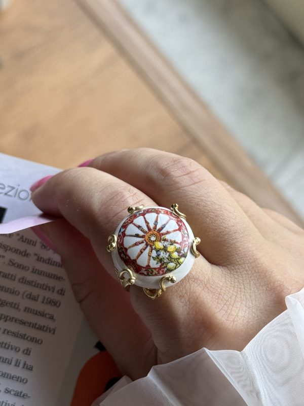ANELLO serie SICILY " la ruota del carretto siciliano e grappolo di limoni"
