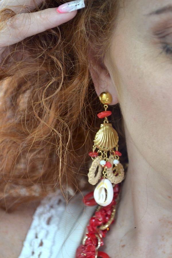 COMPLETO collana e orecchini mix di conchiglia - immagine 2