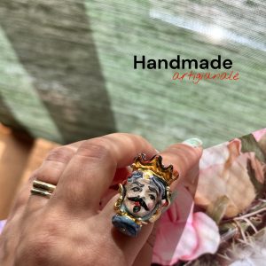 ANELLO serie SICILY “Testa di moro maschile”blu/azzurro