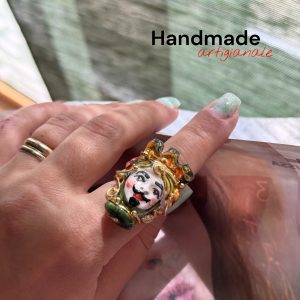 ANELLO serie SICILY “Testa di moro maschile”giallo/verde